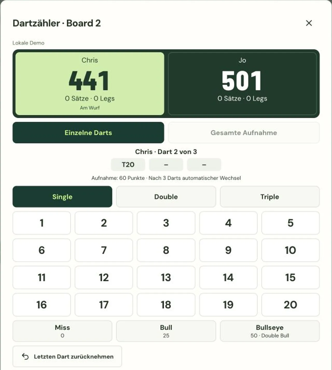 Dart counter · Demo